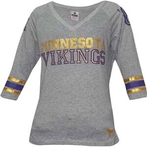 PINK NFL🏈Vikings Special Edition 💜💛5th & Ocean jersey style quarter sleeve top